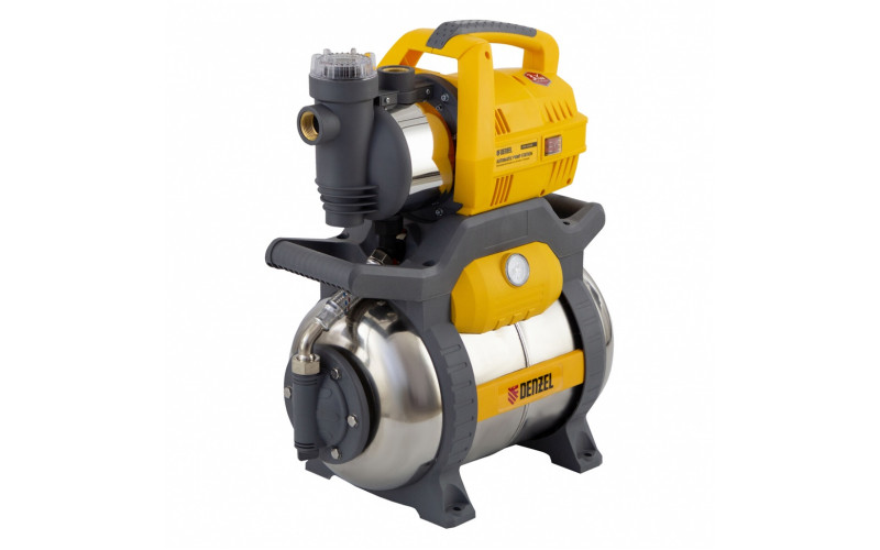 Насосная станция PSХ950X, Х-Pro, 950 Вт, 3300 л/ч, ресивер 24 л, подъем 38 м, нержавейка Denzel